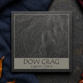 Dow Crag topographic slate coaster on dark slate with copper bracken and mountain-map details